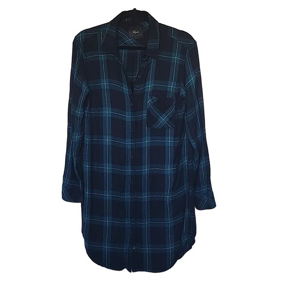 Rails Bianca Flannel Shirt Dress, Midnight/Jade, M - Picture 1 of 8